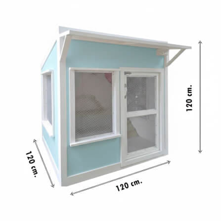 บ้านสัตว์เลี้ยง BIGBOXDESIGN รุ่น บ้านกระต่าย-ST02 ขนาด 120X120X120 ซม. สีฟ้า-BONNIE BELLE พร้อมบันไดปีนป่ายของกระต่าย_3