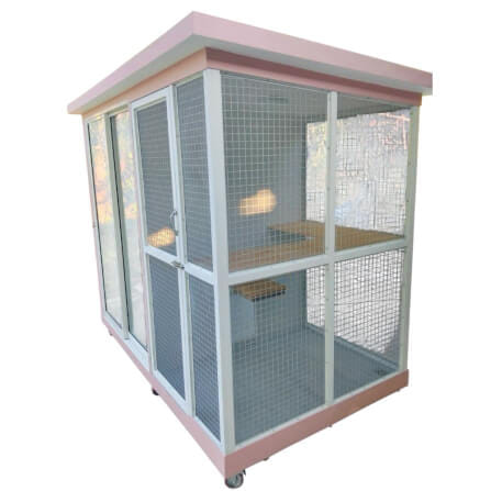 บ้านสัตว์เลี้ยง BIGBOXDESIGN รุ่น บ้านกระจก2โซน-BOXM02 ขนาด240X140X200 CM. สีชมพู-DEWAY ROSE_3
