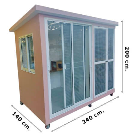 บ้านสัตว์เลี้ยง BIGBOXDESIGN รุ่น บ้านกระจก2โซน-BOXM02 ขนาด240X140X200 CM. สีชมพู-DEWAY ROSE_4