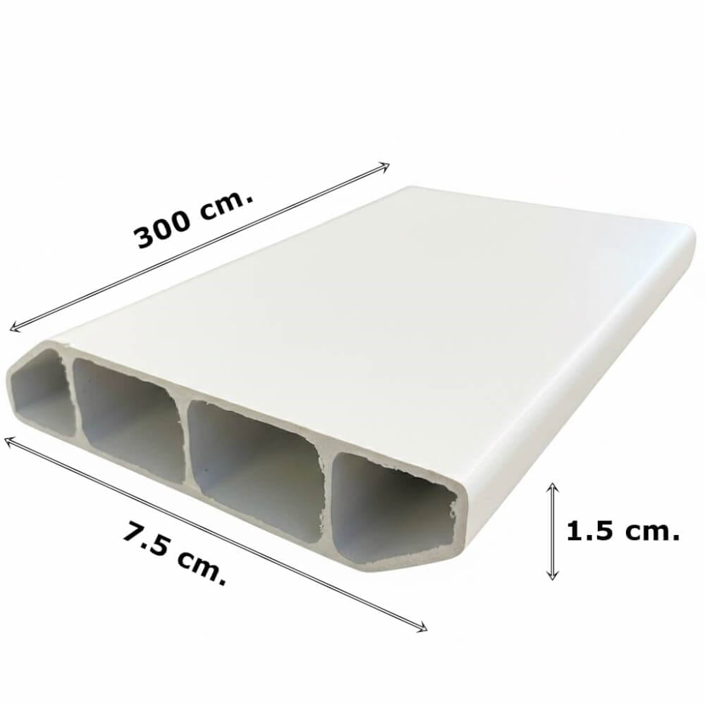 บัวพื้น PVC I.D.DECORATION รุ่น ขาวเรียบ ขนาด 7.5 X 1.5 X 300 ซม. สีขาวเรียบ หนา 3 นิ้ว_4