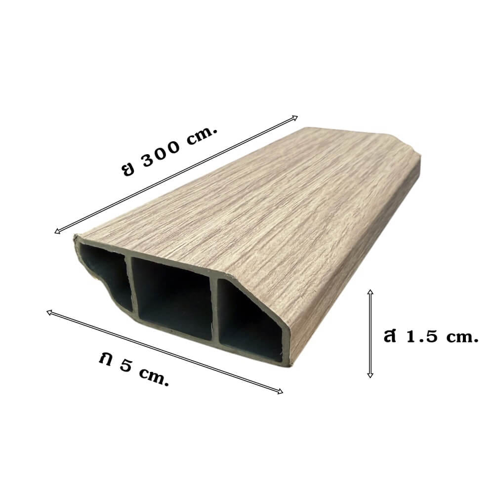 บัวพื้น PVC I.D.DECORATION รุ่น 9F66 ขนาด 5 X 1.5 X 300 ซม. สีเทา หนา 2 นิ้ว