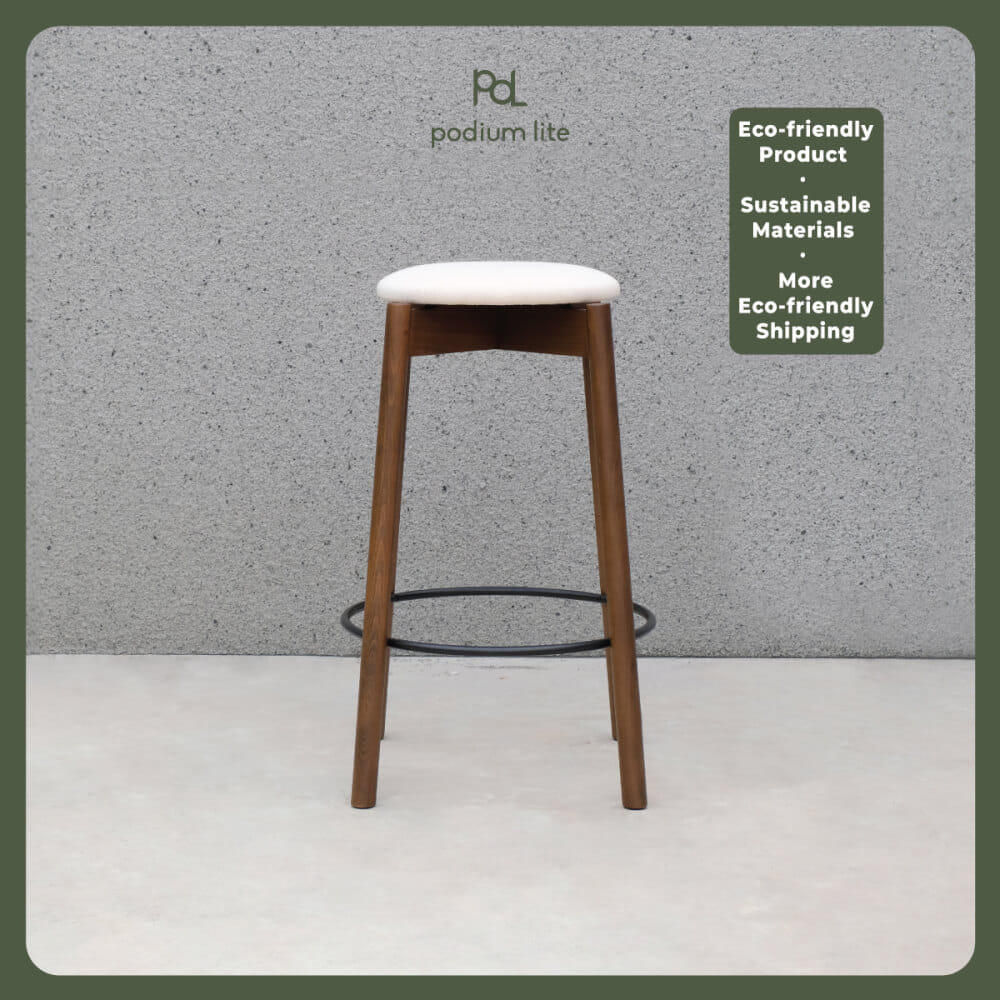 เก้าอี้บาร์ไม้บีช PODIUM LITE รุ่น PLUS MID STOOL สี WALNUT BROWN (ถอดประกอบได้)_1