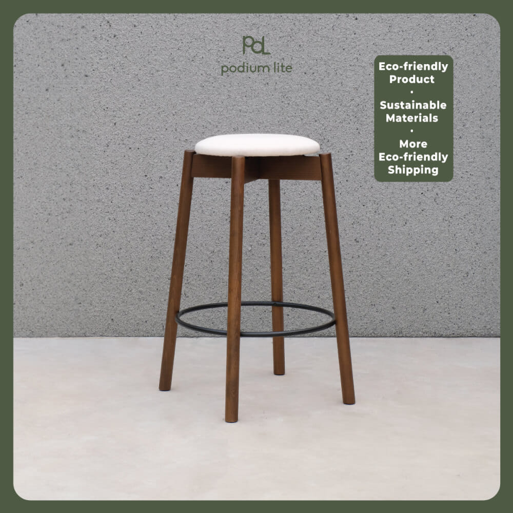 เก้าอี้บาร์ไม้บีช PODIUM LITE รุ่น PLUS MID STOOL สี WALNUT BROWN (ถอดประกอบได้)_2