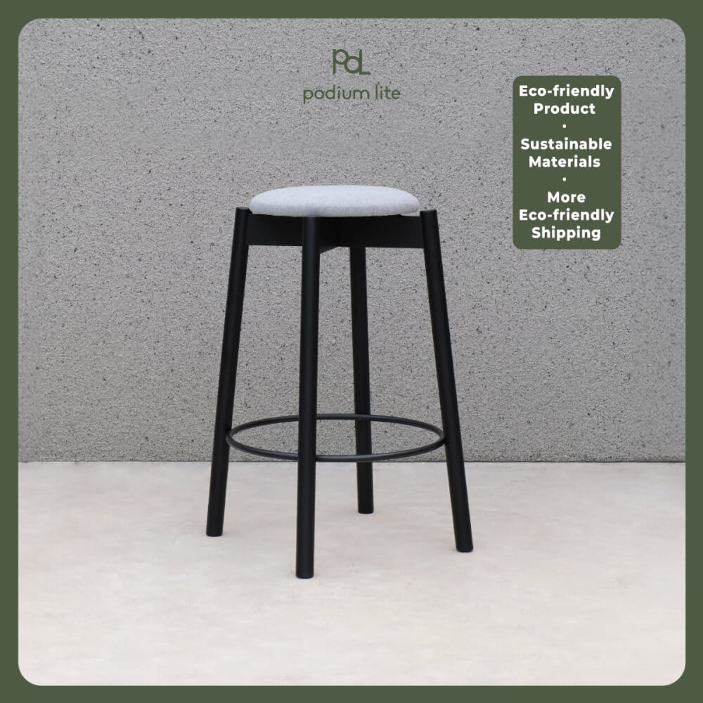 เก้าอี้บาร์ไม้บีช PODIUM LITE รุ่น PLUS MID STOOL สี BLACK (ถอดประกอบได้)_2