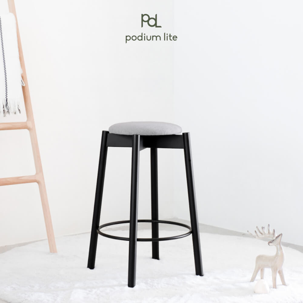 เก้าอี้บาร์ไม้บีช PODIUM LITE รุ่น PLUS MID STOOL สี BLACK (ถอดประกอบได้)_8
