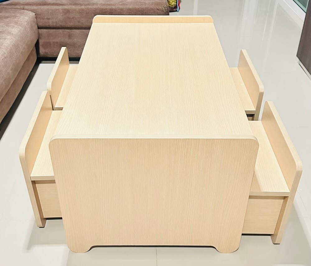 ชุดโต๊ะอเนกประสงค์สำหรับเด็ก 4 ที่นั่ง BEABLE LITTLESPACE 100 ซม. WHITE MAPLE