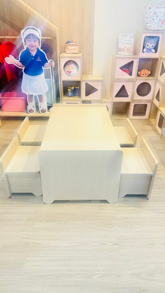 ชุดโต๊ะอเนกประสงค์สำหรับเด็ก 4 ที่นั่ง BEABLE LITTLESPACE 100 ซม. WHITE MAPLE