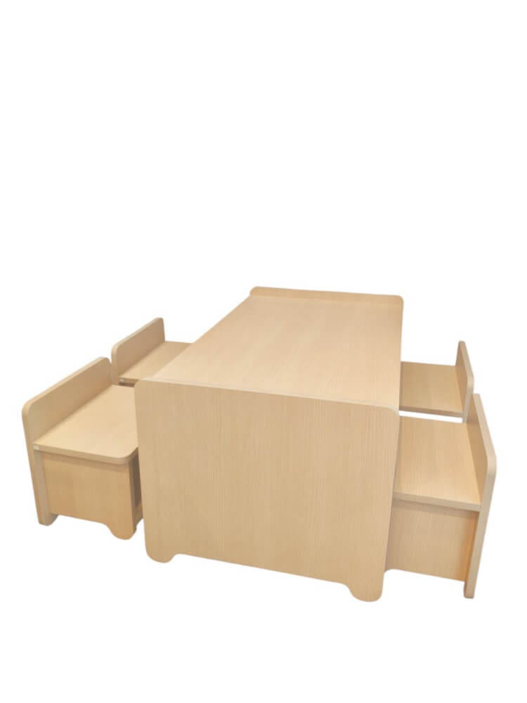 ชุดโต๊ะอเนกประสงค์สำหรับเด็ก 4 ที่นั่ง BEABLE LITTLESPACE 100 ซม. WHITE MAPLE