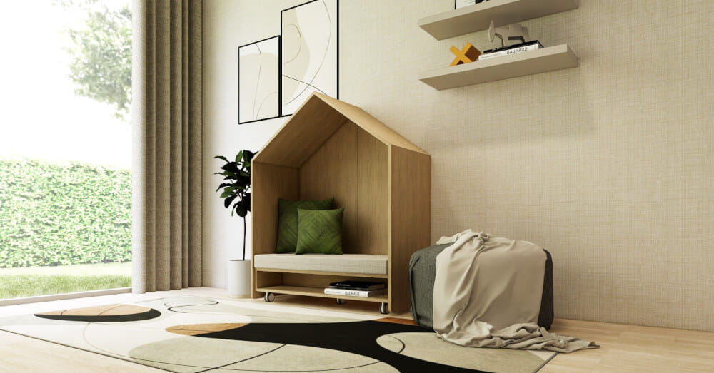 โซฟาเด็ก ดีไซน์บ้านไม้ 2 ที่นั่ง BEABLE LITTLESPACE รุ่น READING POD B ขนาด 120X55X145 ซม. สีไม้_9