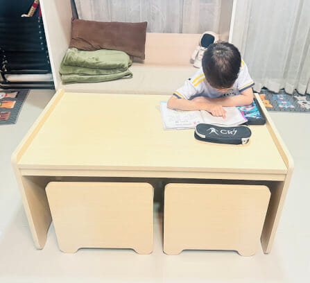 ชุดโต๊ะอเนกประสงค์สำหรับเด็ก 4 ที่นั่ง BEABLE LITTLESPACE 100 ซม. WHITE MAPLE_3