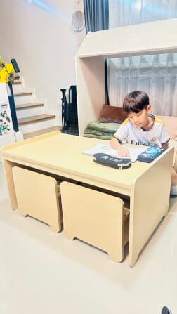 ชุดโต๊ะอเนกประสงค์สำหรับเด็ก 4 ที่นั่ง BEABLE LITTLESPACE 100 ซม. WHITE MAPLE_4