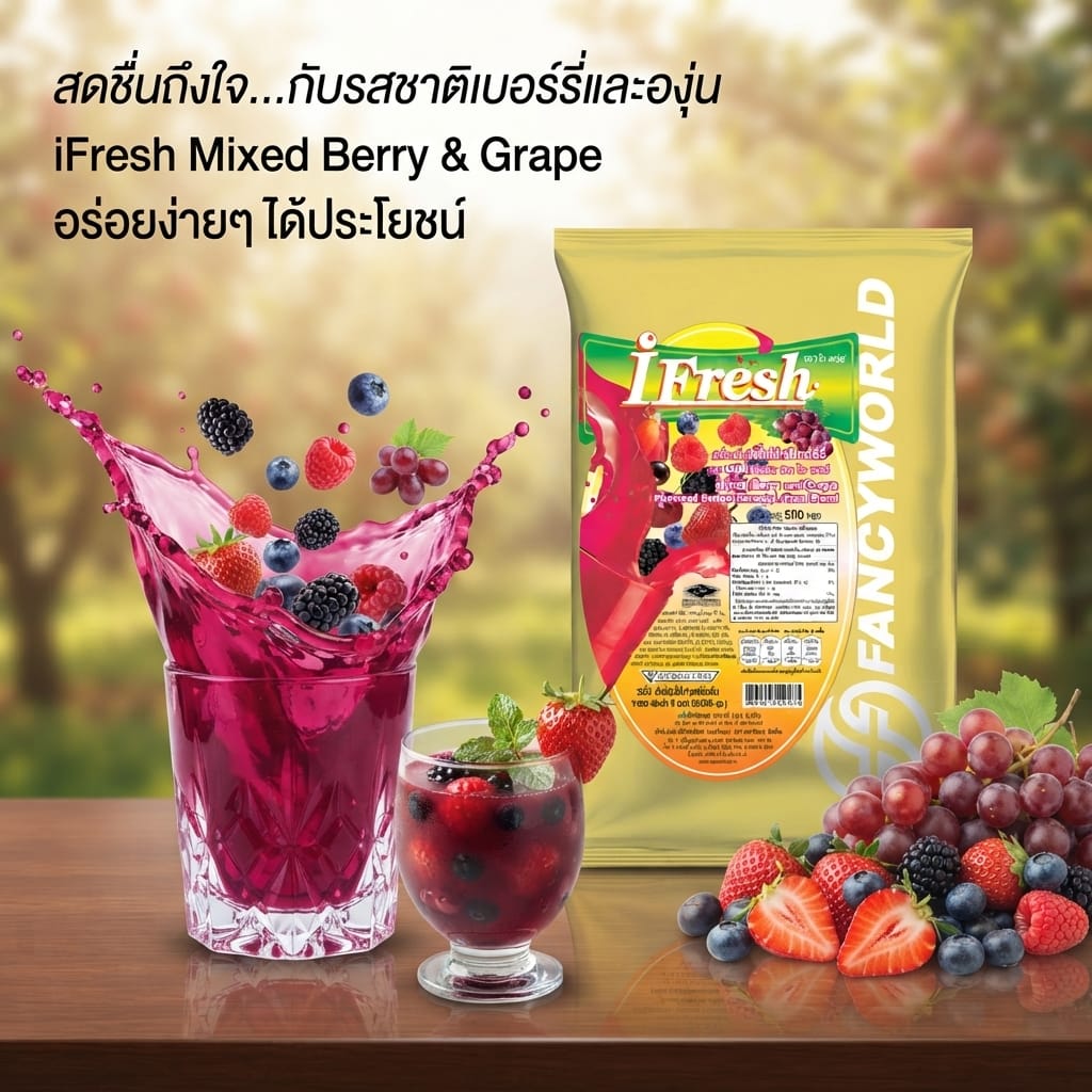 ผงน้ำผลไม้รสมิกซ์เบอรี่สำเร็จรูปชนิดผง I-FRESH ขนาด 500 กรัม (ยกลัง 24 แพ็ค)_3