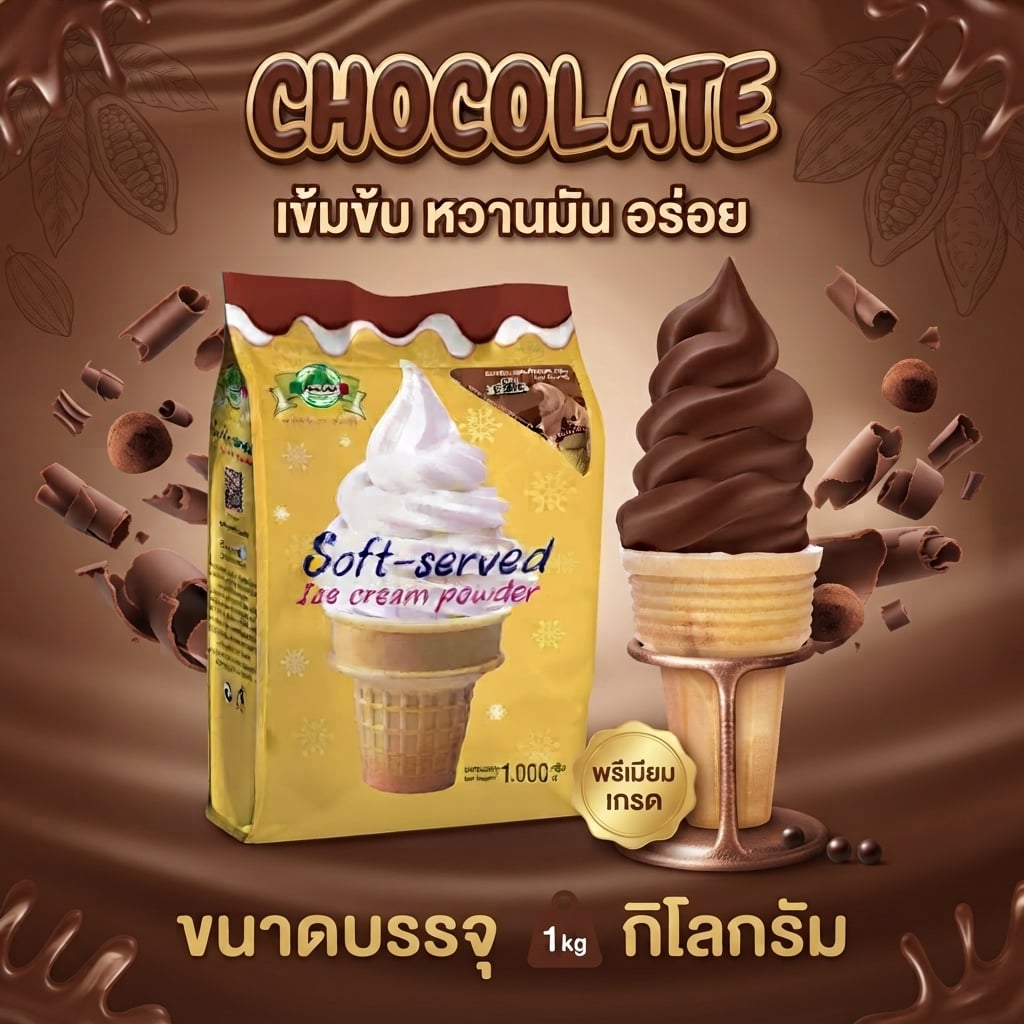 ผงไอศกรีมซอฟท์เสิร์ฟรสช็อกโกแลต FINELATO 1,000 กรัม (ลัง 12 แพ็ก)_3