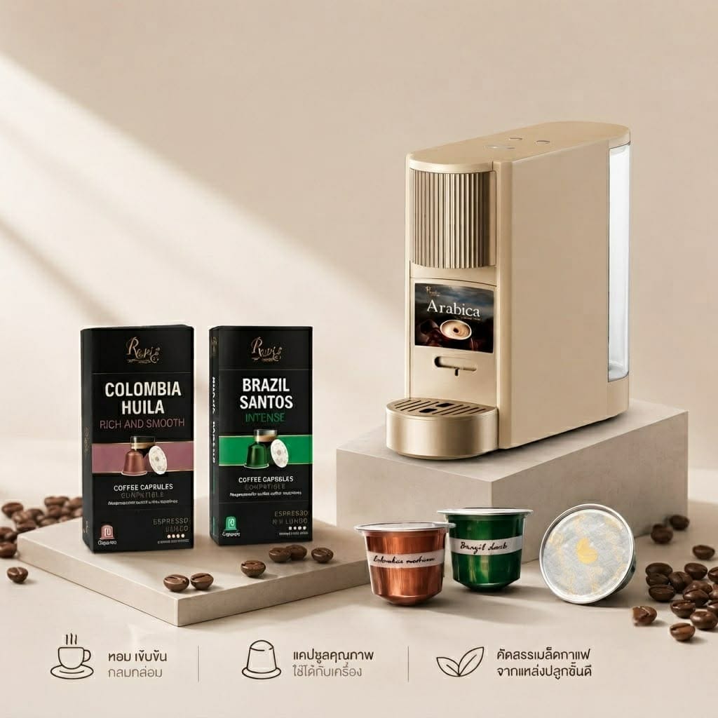กาแฟแท้คั่วบดชนิดแคปซูล รอแยล-คอฟฟี่ บราซิล ซานโตส เอสเพรสโซ อินเทน (10 แคปซูล)_5