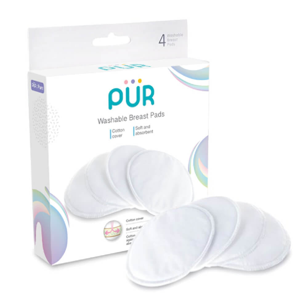 แผ่นซับน้ำนม PUR แบบซักได้ (แพ็ค 4 ชิ้น)