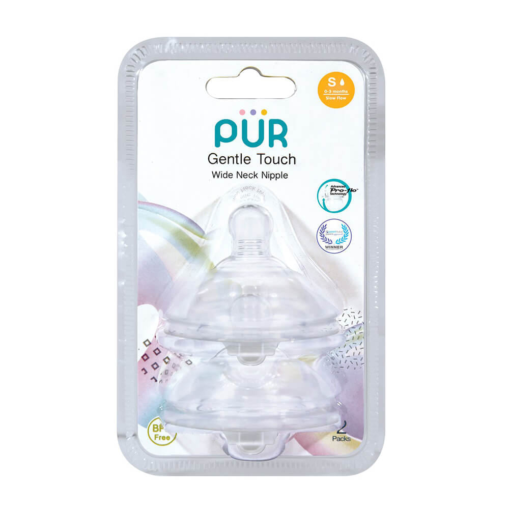 จุกนม PUR รุ่ม GENTLE TOUCH คอกว้าง ขนาด S (0-3 เดือน แพ็ค 2 ชิ้น)