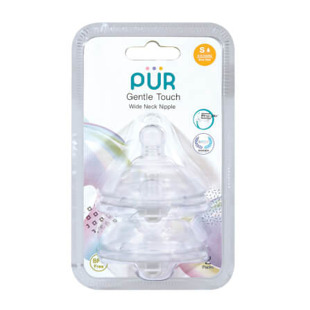 จุกนม PUR รุ่ม GENTLE TOUCH คอกว้าง ขนาด S (0-3 เดือน แพ็ค 2 ชิ้น)_0