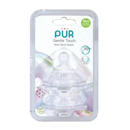 จุกนม PUR รุ่ม GENTLE TOUCH คอกว้าง ขนาด M (3-6 เดือน แพ็ค 2 ชิ้น)_0