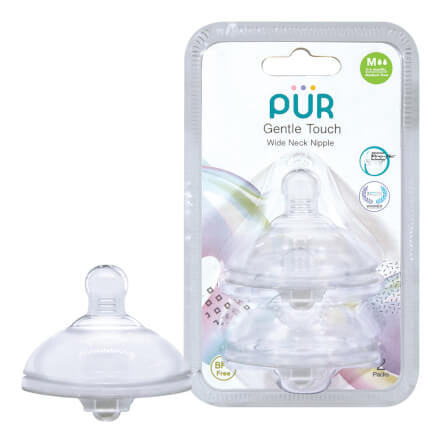 จุกนม PUR รุ่ม GENTLE TOUCH คอกว้าง ขนาด M (3-6 เดือน แพ็ค 2 ชิ้น)_1