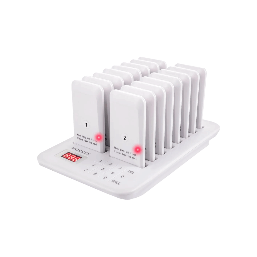 เครื่องเรียกคิวไร้สาย WORREX จำนวน 16 คิว รุ่น W-BCT6912 สีขาว