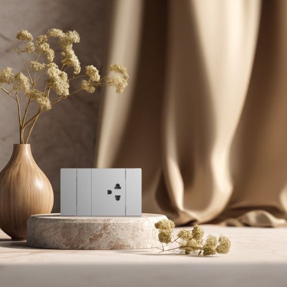 ชุดเต้ารับเดี่ยว 3 ขา GONEO รุ่น PIANO SONATA G25-Z103-MGY สีเทา MOON SHADOW GRAY ขากลมแบน