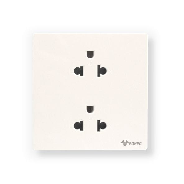 ชุดเต้ารับคู่ 3 ขา 2 ช่อง GONEO รุ่น BUTTERFLY G56-Z233-RWH สีขาว ร็อคไวท์_1