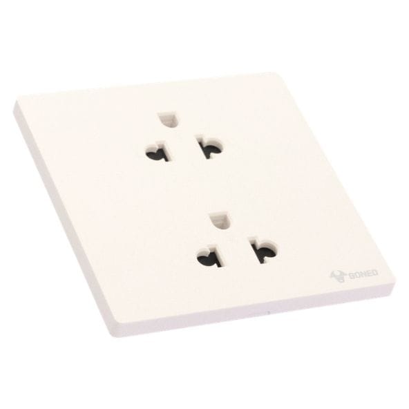 ชุดเต้ารับคู่ 3 ขา 2 ช่อง GONEO รุ่น BUTTERFLY G56-Z233-RWH สีขาว ร็อคไวท์_2