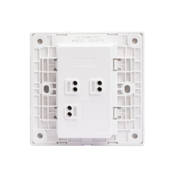 ชุดเต้ารับคู่ 3 ขา 2 ช่อง GONEO รุ่น BUTTERFLY G56-Z233-RWH สีขาว ร็อคไวท์_3