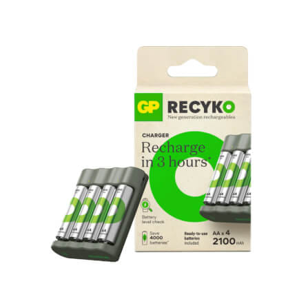 เครื่องชาร์จถ่าน GP BATTERY RECYKO B441 CHARGER + AA 4PCS 2100MAH BATTERY_1