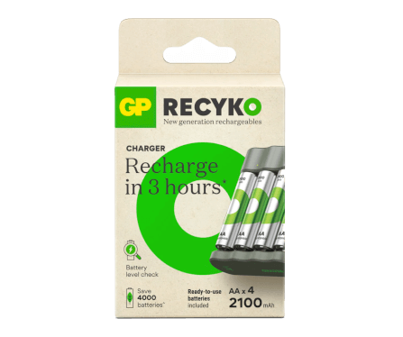 เครื่องชาร์จถ่าน GP BATTERY RECYKO B441 CHARGER + AA 4PCS 2100MAH BATTERY_2