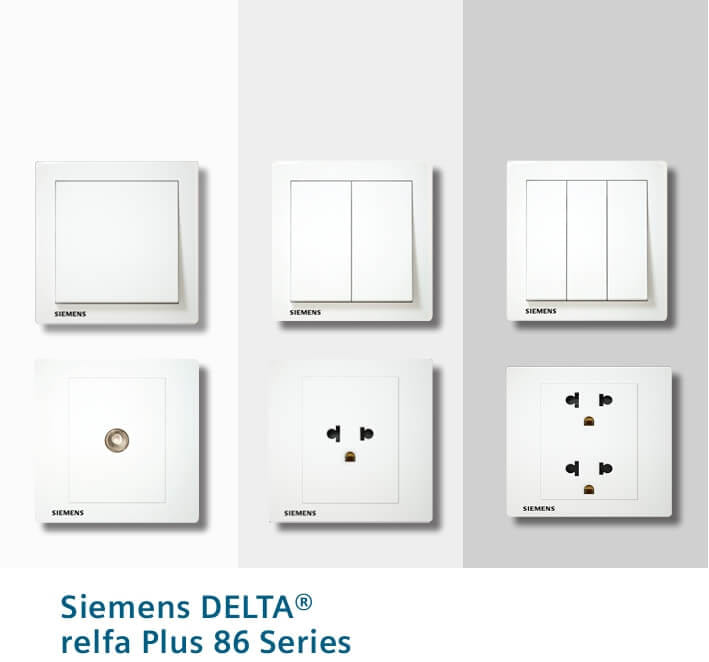 เต้ารับเดี่ยว 3 ขา SIEMENS สีขาว ขากลมแบน