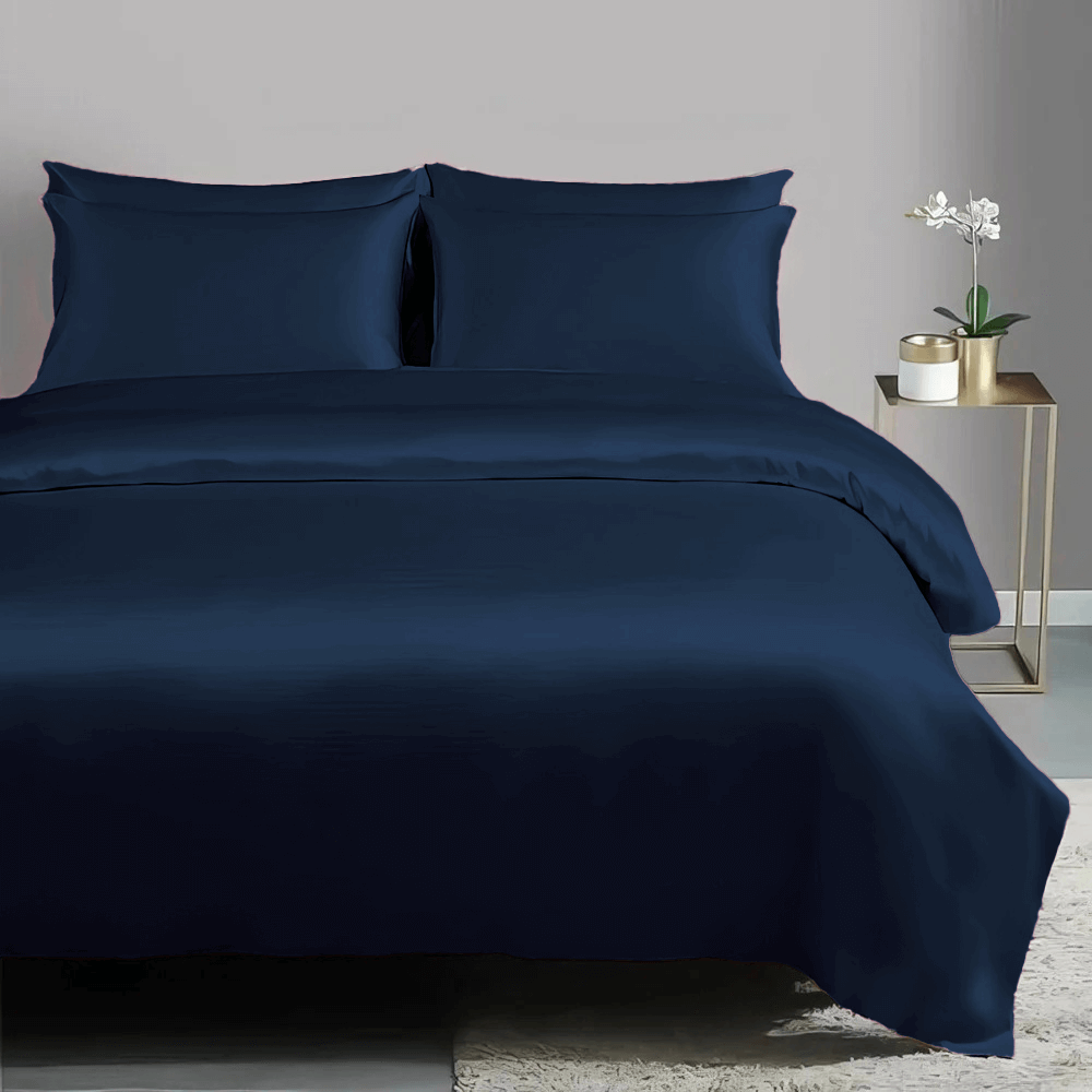 ผ้าปูที่นอน SAIYASIRI รุ่น SIGNATURE ขนาด 3.5 ฟุต สี NAVY BLUE
