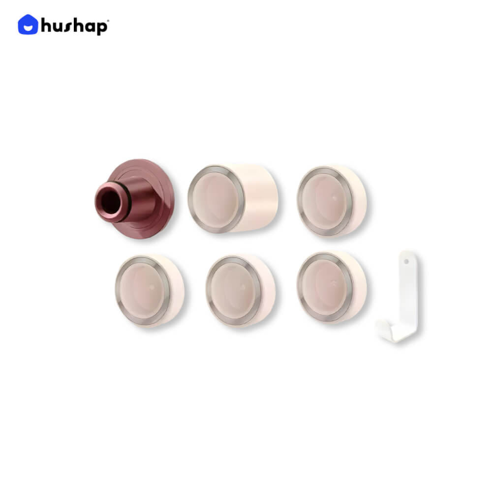 ที่วางไดร์เป่าผม แบบติดผนัง HUSHAP รุ่น BC-05 สีชมพู เก็บหัวอุปกรณ์ได้ 5 หัว สำหรับ DYSON SUPERSONIC HD08, HD15, HD16_11