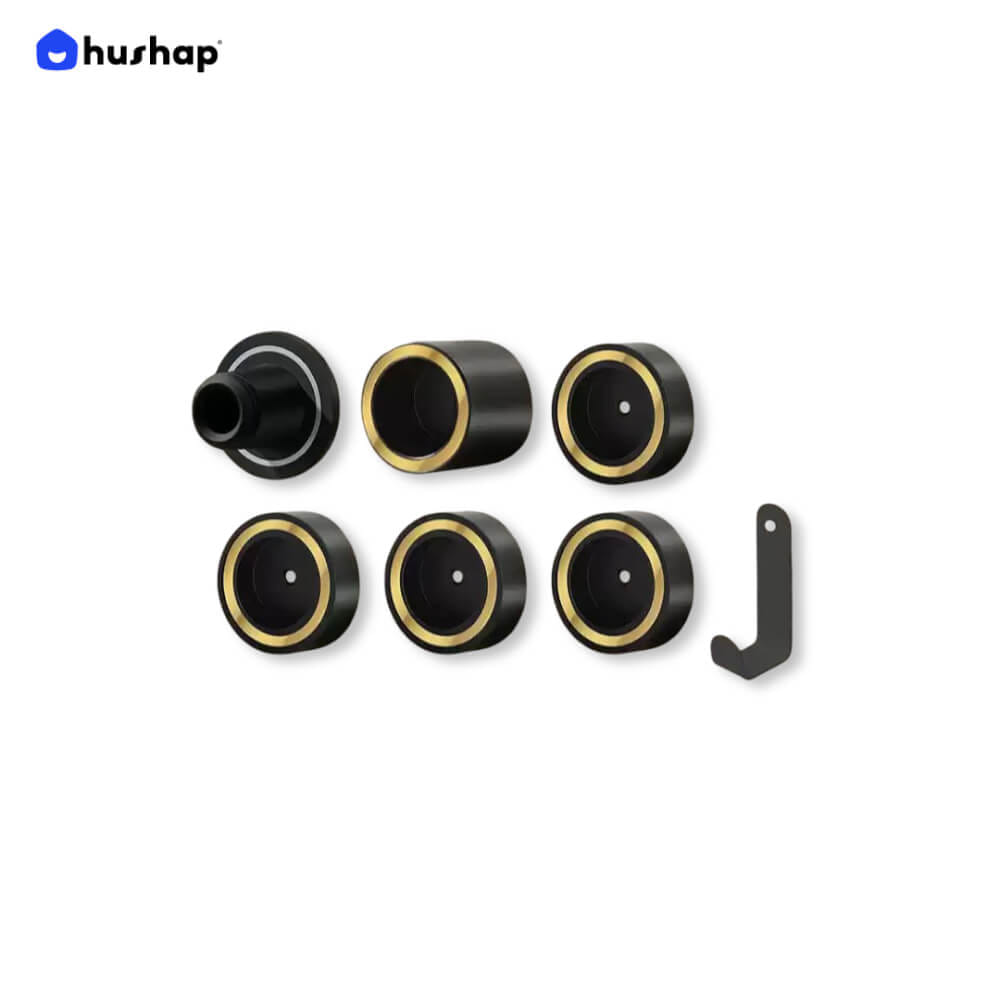 ที่วางไดร์เป่าผม แบบติดผนัง HUSHAP รุ่น BC-05 สีดำ เก็บหัวอุปกรณ์ได้ 5 หัว สำหรับ DYSON SUPERSONIC HD08, HD15, HD16