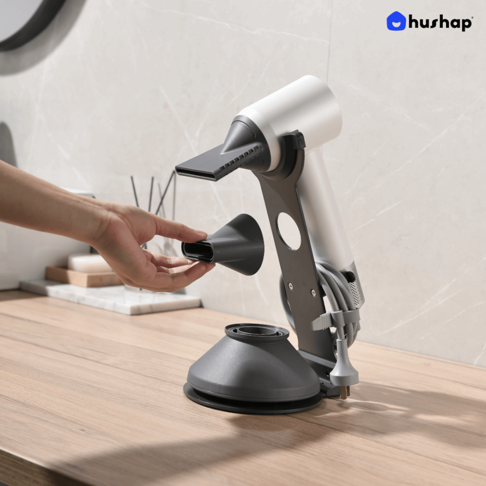 ที่วางไดร์เป่าผม HUSHAP สีเทา เก็บหัวอุปกรณ์ได้ 3 หัว สำหรับ DYSON, DREAME และ LAIFEN_4