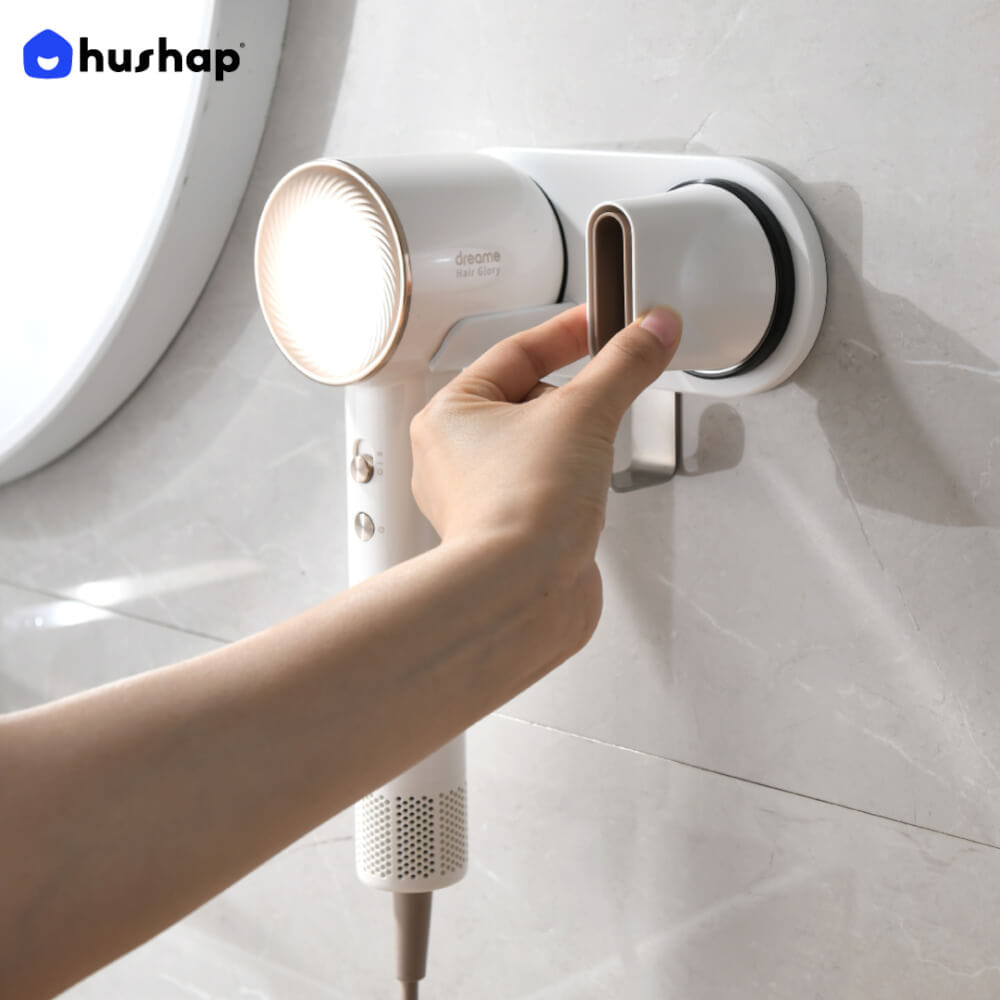 ที่วางไดร์เป่าผม แบบติดผนัง HUSHAP รุ่น BB-01 สีขาว สำหรับไดร์เป่าผมสากล, DYSON, DREAME, LAIFEN, FIYO, CONFU และ KAHEAL