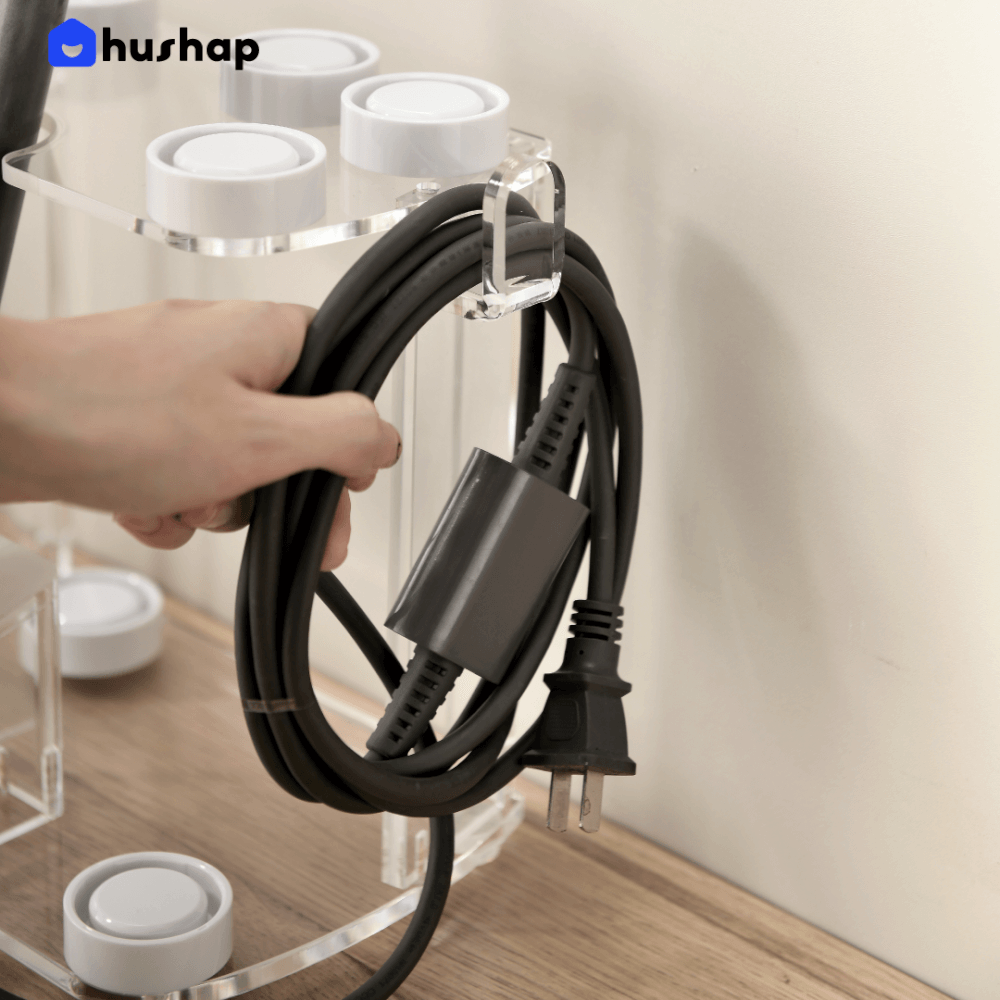 ที่วางไดร์ม้วนผม 2IN1 HUSHAP สีใส เก็บหัวอุปกรณ์ได้ 8 หัว วัสดุอะคริลิค สำหรับ DYSON AIRWRAP HS01, HD05, HD08_6