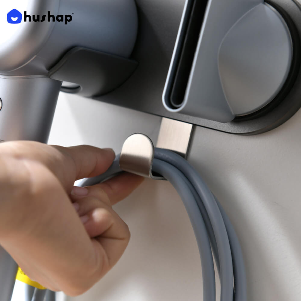 ที่วางไดร์เป่าผม แบบติดผนัง HUSHAP รุ่น BB-01 สีเทา สำหรับไดร์เป่าผมสากล, DYSON, DREAME, LAIFEN, FIYO, CONFU และ KAHEAL