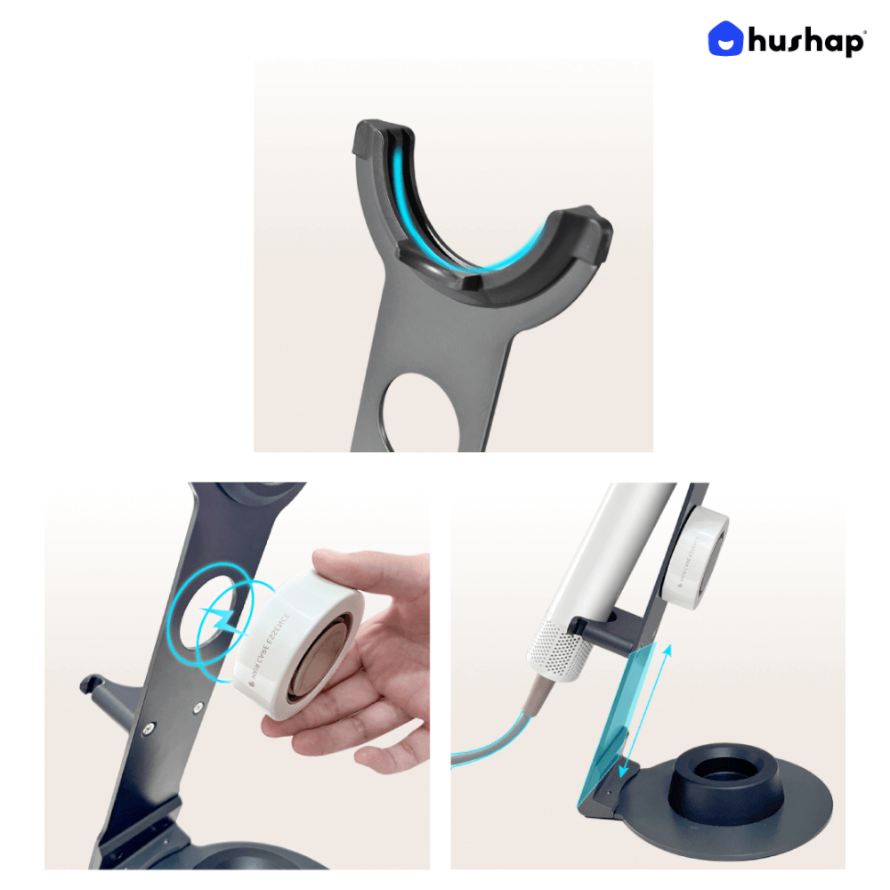ที่วางไดร์เป่าผม HUSHAP สีเทา เก็บหัวอุปกรณ์ได้ 3 หัว สำหรับ DYSON, DREAME และ LAIFEN_8