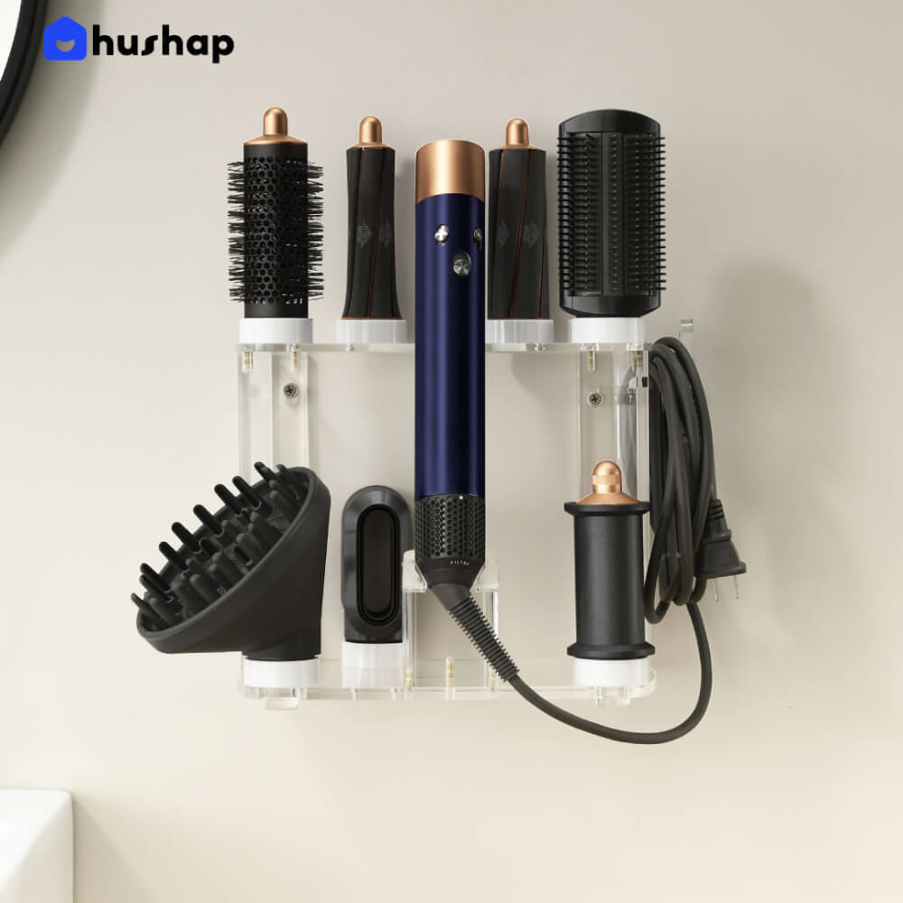 ที่วางไดร์ม้วนผม 2IN1 HUSHAP สีใส เก็บหัวอุปกรณ์ได้ 8 หัว วัสดุอะคริลิค สำหรับ DYSON AIRWRAP HS01, HD05, HD08_8
