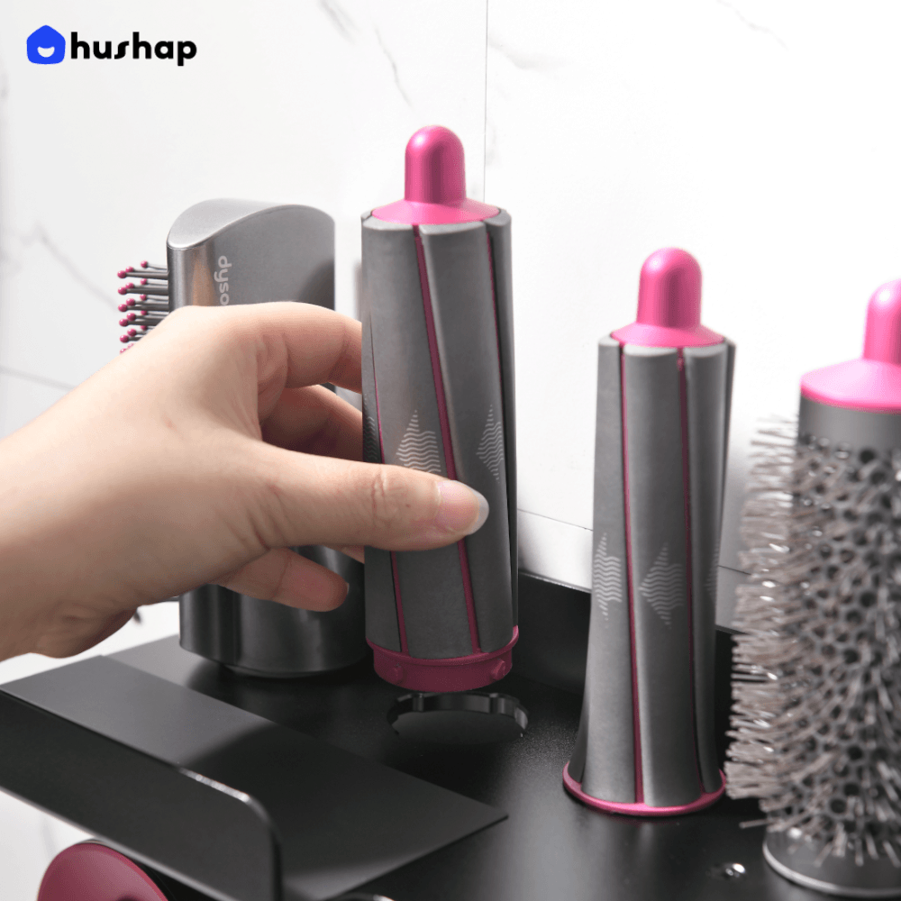 ที่วางไดร์เป่าผม แบบติดผนัง HUSHAP รุ่น BW-02GM 2IN1 สีดำ สำหรับ DYSON AIRWRAP และ SUPERSONIC_7