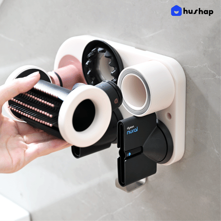 ที่วางไดร์เป่าผม แบบติดผนัง HUSHAP รุ่น BC-01 สีชมพู เก็บหัวอุปกรณ์ได้ 4 หัว สำหรับ DYSON SUPERSONIC HD08, HD15, HD16_4