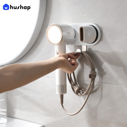 ที่วางไดร์เป่าผม แบบติดผนัง HUSHAP รุ่น BB-01 สีขาว สำหรับไดร์เป่าผมสากล, DYSON, DREAME, LAIFEN, FIYO, CONFU และ KAHEAL_5