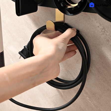 ที่วางไดร์เป่าผม แบบติดผนัง HUSHAP รุ่น BC-01 สีดำ เก็บหัวอุปกรณ์ได้ 5 หัว สำหรับ DYSON SUPERSONIC HD08, HD15, HD16_6