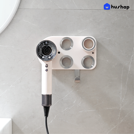ที่วางไดร์เป่าผม แบบติดผนัง HUSHAP รุ่น BC-01 สีชมพู เก็บหัวอุปกรณ์ได้ 4 หัว สำหรับ DYSON SUPERSONIC HD08, HD15, HD16_6