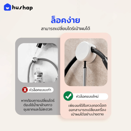 ที่วางไดร์เป่าผม แบบติดผนัง HUSHAP รุ่น BB-02 พร้อมหัวล็อคกันขโมย สีขาว สำหรับไดร์เป่าผมสากล_7