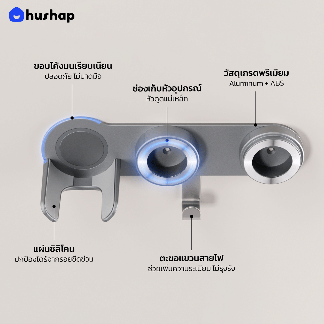 ที่วางไดร์เป่าผมแบบติดผนัง HUSHAP รุ่น BW-71 สีเทา_3