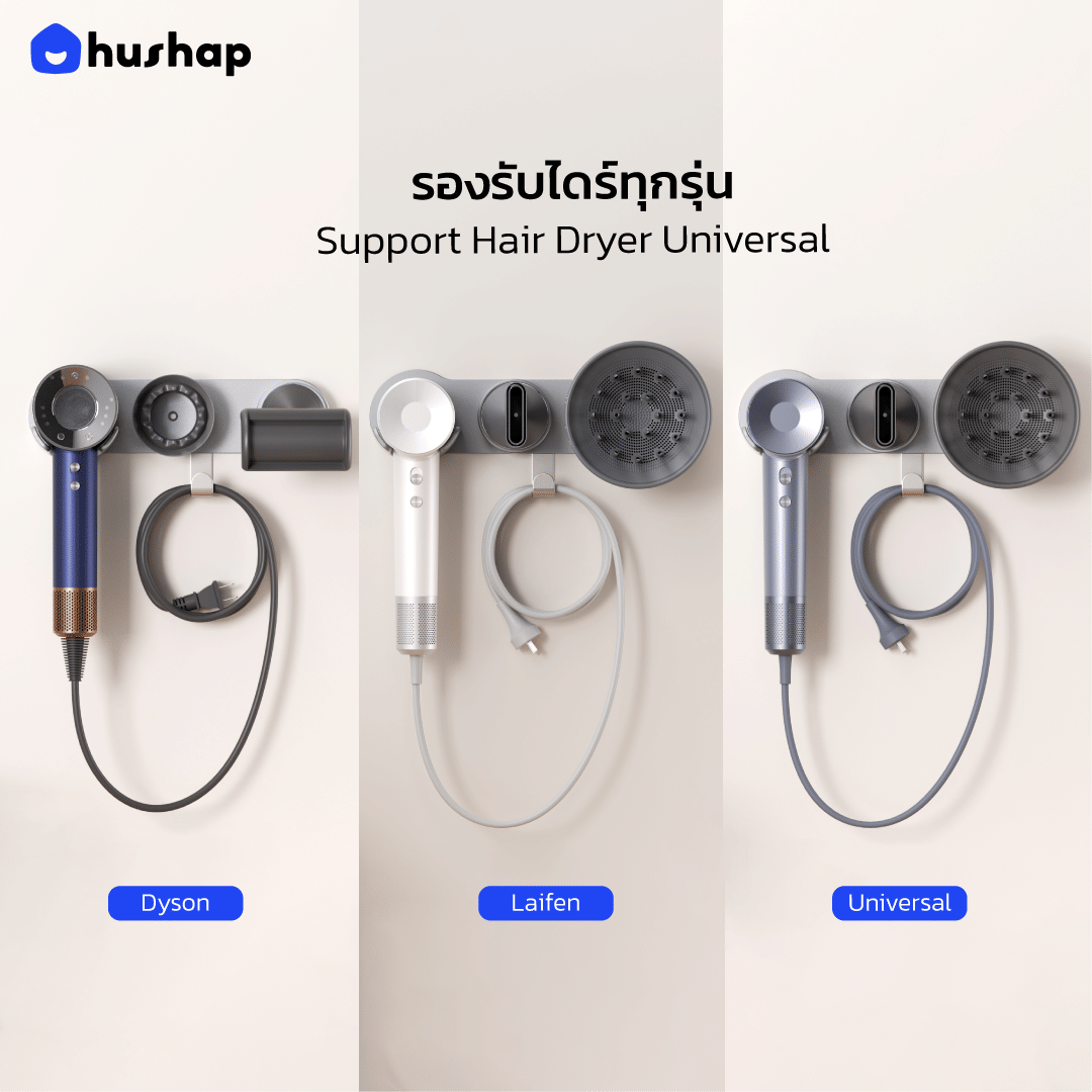 ที่วางไดร์เป่าผมแบบติดผนัง HUSHAP รุ่น BW-71 สีเทา_7