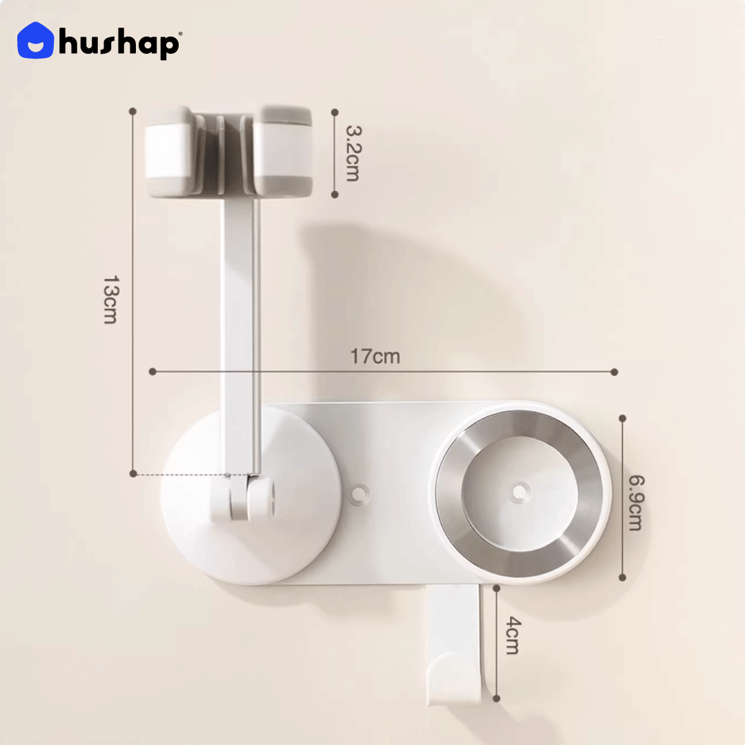 แขนจับไดร์เป่าผม แบบติดผนัง HUSHAP รุ่น BW-53 สีขาว ใช้งานได้แบบแฮนด์ฟรี ปรับองศาได้_9