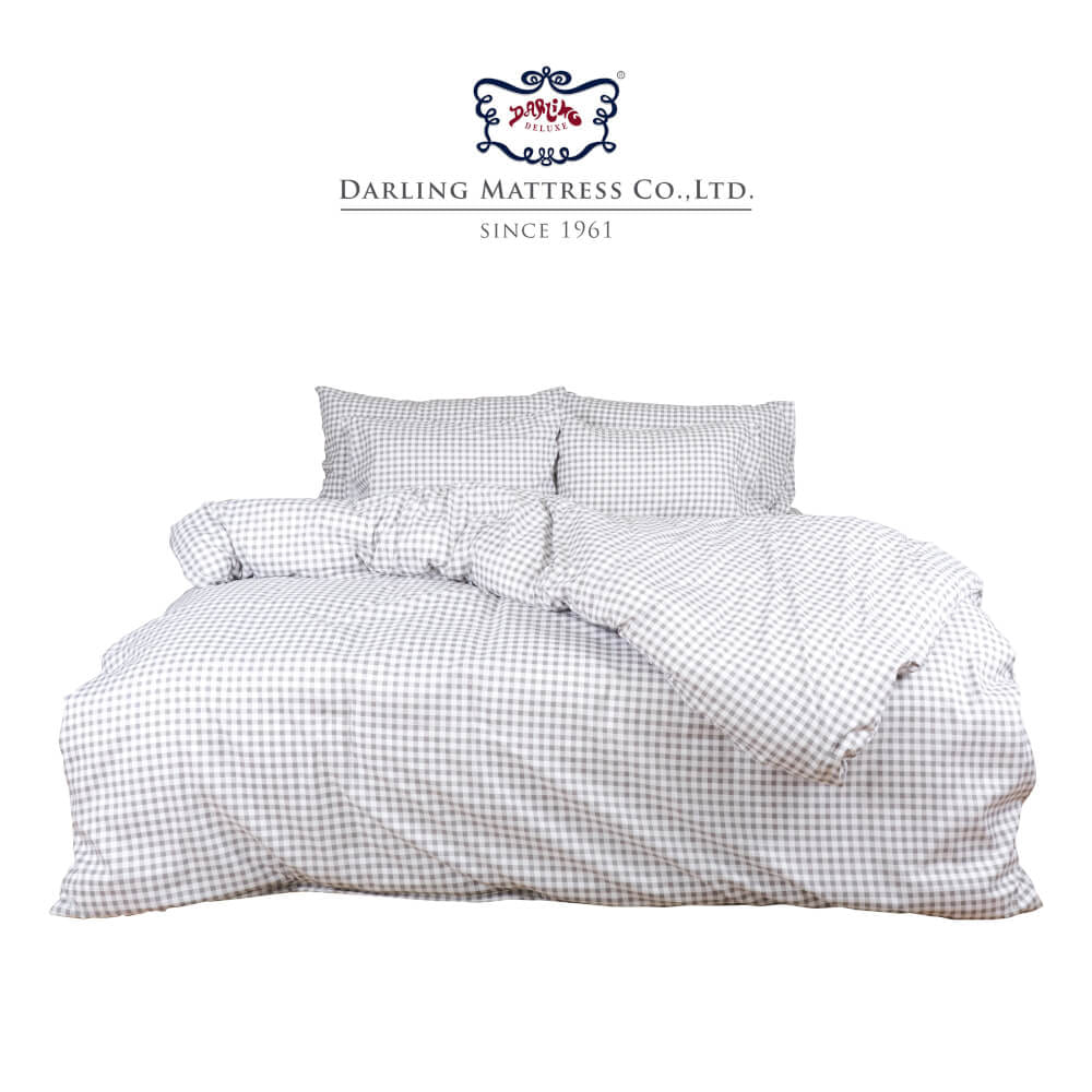 ชุดผ้าปูผ้านวม 5 ฟุต DARLING MATTRESS รุ่นมินิมอล ลายสก๊อตเทา_0